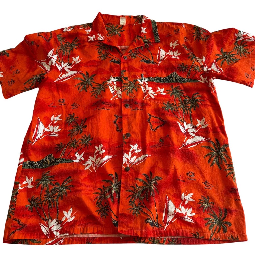 Palmwave shirt 3XL Orange Tropical Hawaiian Shirt Men's
